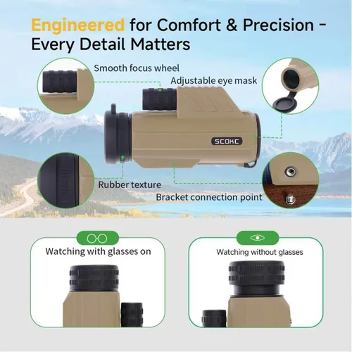 Vista 5 de Telescopio monocular 8x32, compacto impermeable a prueba de niebla para Color del desierto