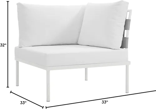 Vista 3 de Modway EEI-2601-WHI-WHI MO-EEI-2601-WHI-WHI Harmony Patio al aire libre Aluminio, sofá esquinero, blanco blanco