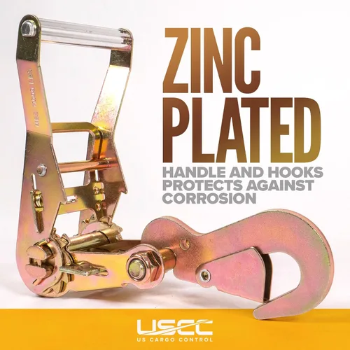 Vista 7 de US Cargo Control Red de rueda ajustable con correa superior de 2 pulgadas, equipada con gancho torcido y trinquete con gancho a presión, fácil