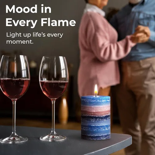 Vista 2 de CraftyCrocodile Vela perfumada decorativa de pilar – Velas de color azul marino hechas a mano con mecha de algodón, sin humo para spa, aromaterapia