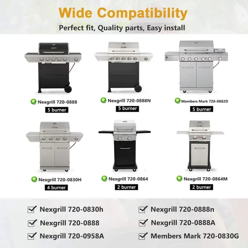 Vista 20 de Criditpid Grill Replacement Parts for Nexgrill 720-0925S, 720-0864, 720-0864M Models. Grill Heat Plates, Burner Tubes and Grill Ignitors for BBQ PRO