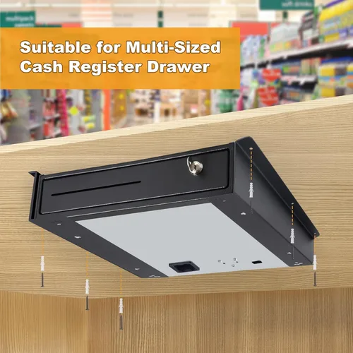 Vista 6 de Under Counter Cash Drawer Mounting Brackets, Cash Register Mounting Brackets, Under Desk Shelf Support Bracket for 16” Square Cash Drawer、Money
