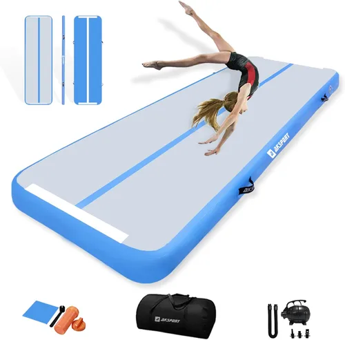 Vista 20 de AKSPORT - Tapete de aire para gimnasia o acrobacias, inflable, con bomba de aire para uso en el Negro