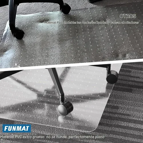 Vista 6 de Tapete para silla para alfombra, tapete para silla de escritorio de 46 x 60 pulgadas para suelos alfombrados, tapete de vinilo de oficina