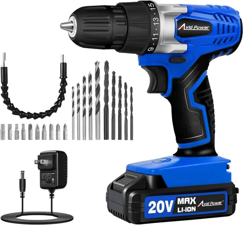 Vista 11 de AVID POWER Juego de taladro inalámbrico de litio de 20 V Max, kit de taladro eléctrico con batería y cargador, portabrocas sin llave de 3/8