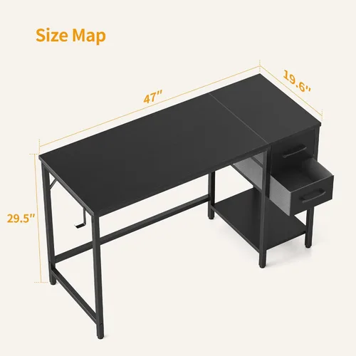 Vista 3 de Cubiker - Escritorio para computadora en casa, oficina, escritorio con cajones, mesa de estudio y escritura, escritorio para computadora moderno