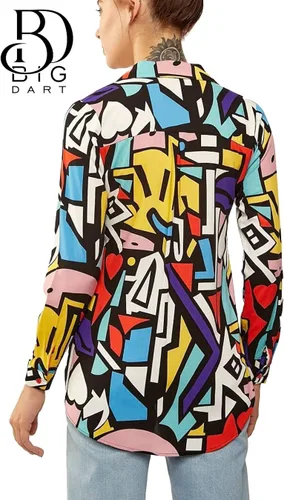 Vista 3 de Blusas para mujer, camisas informales de manga larga con botones, tallas XS a 3XL