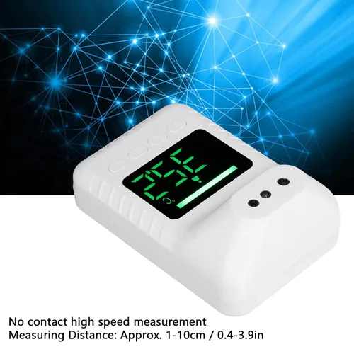 Vista 2 de Termómetro infrarrojo para la frente montado en la pared, termómetro digital de pared no electrónico, carga USB o funciona con pilas, termómetro