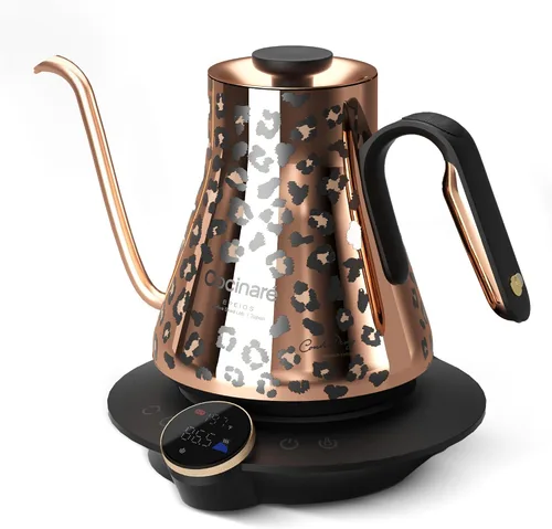 Vista 12 de Cocinare Hervidor eléctrico de cuello de cisne, control preciso de temperatura de ±0.5 °F, calentamiento rápido de 1500 W, café y té, acero Blossom