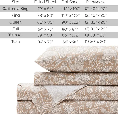 Vista 223 de Southshore Fine Living, Inc. Colección Winter Brush, juego de sábanas de 3 piezas para cama individual, sábana bajera con bolsillo profundo de 14