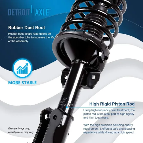 Vista 4 de Detroit Axle - Kit de suspensión frontal de 6 piezas para Ford Mustang 2005-2010, 2 puntales con conjunto de resorte helicoidal, 2 barras