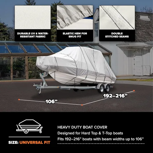 Vista 4 de Budge B-621-X7 - Protector de denier 600 para lanchas con T-top y cubierta hardtop, gris, longitud de 22 a 24 pies