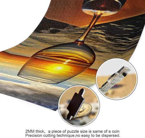 Vista 3 de Sunset View Glass Jigsaw Puzzles 500 Pieces for Adults with Mesh Storage Bag 2012109
