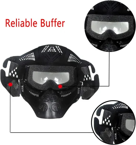 Vista 5 de Máscara Táctica Airsoft, para Caza de BB Airsoft, Juego CS, Equipo Táctico de Cara Completa, Resistente a Impactos con Gafas, Actividades al Aire