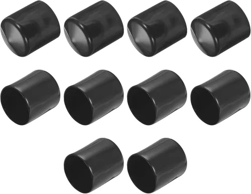 Vista 90 de uxcell 10 tapas de goma para extremos de 0.591 in de identificación, tapa de extremo redondo, protectores de rosca de tornillo, color negro
