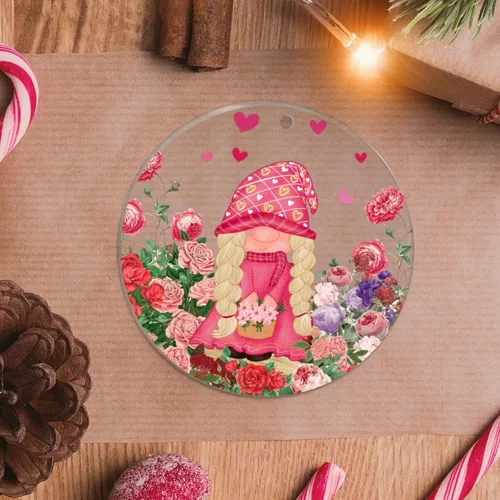 Vista 9 de Adornos transparentes de acrílico para el día de San Valentín, diseño de corazón rojo de amor, rosas Be Mine, regalo de inauguración de la casa