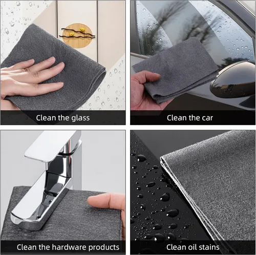 Vista 6 de Paño de limpieza mágico grueso, trapos mágicos para limpiar ventanas y vidrios, trapos de limpieza reutilizables grandes sin rayas mágicas