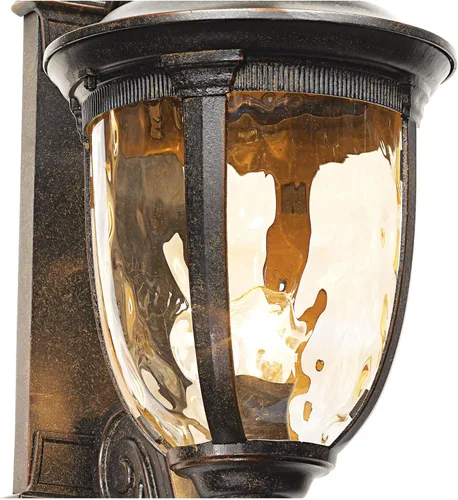 Vista 5 de John Timberland Bellagio - Lámpara de pared europea para exteriores rollo de bronce de 24 pulgadas decoración de vidrio martillado champán