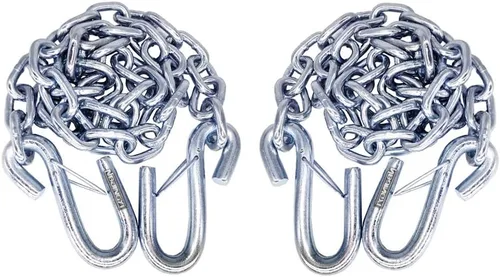 Vista 9 de NBJINGYI 1/4" X 27" 2 piezas, cadena de seguridad para remolque de grado 30 con ganchos de resorte y un gancho en S