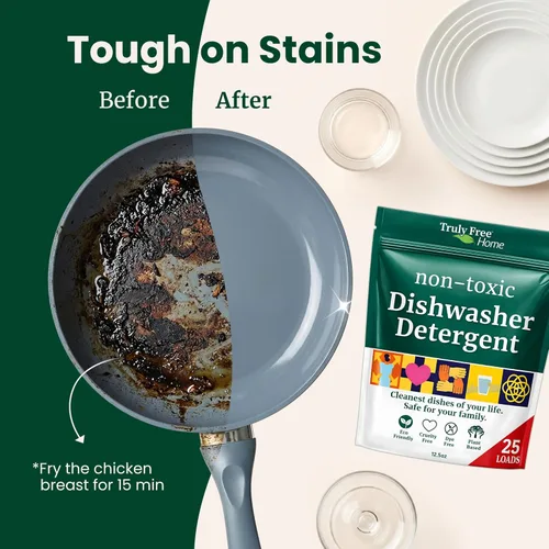 Vista 6 de Truly Free Detergente para lavavajillas Detergente natural para platos, jabón para lavavajillas, sin plástico, a base de plantas, limpio