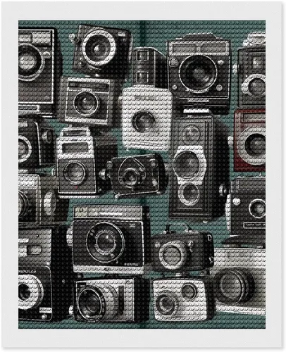 Vista 10 de DWVSFJM Retro Cool Camera Collection Diamond Painting Kits 8"x12", Diamond Painting Kits for Beginners, Round Drill Dots Paintings,Diamond Art Kits