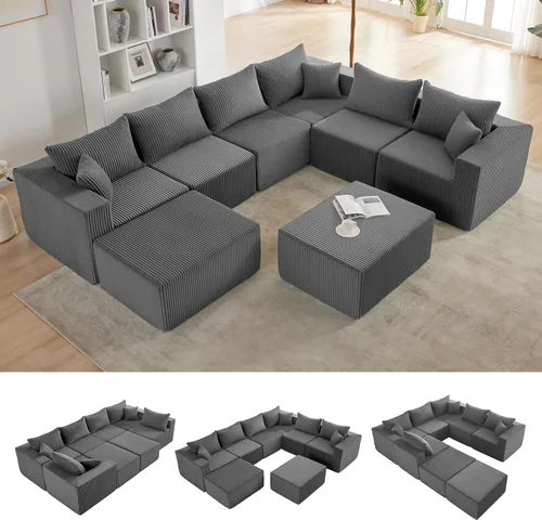 Vista 23 de Weture 95''Modular Sectional Sofa with 1 Chaise and 1 Ottoman, Boneless couches for Living Room Furniture,Comfort U Shaped Sofa， Deep Seat Corner