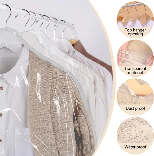 Vista 3 de 450 bolsas de limpieza en seco de plástico transparente de 21 x 40 pulgadas, bolsas de almacenamiento para limpieza en seco para ropa, colgar ropa