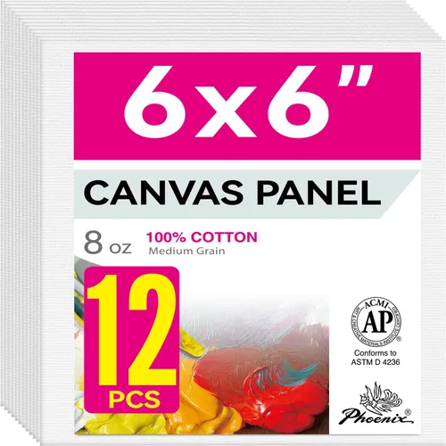 Vista 25 de PHOENIX Paneles de Lienzo Pequeños para Pintura de 3x5 Pulgadas, Paquete de Valor de 12 Unidades - 8 Oz Triple Imprimado 100% Algodón Libre de Ácido