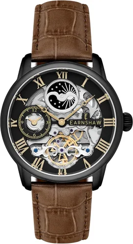 Vista 17 de Thomas Earnshaw Reloj automático de esqueleto de doble tiempo para hombre de 1.732 in con pulsera de acero inoxidable sólido ES-8006
