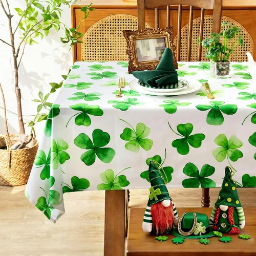 Vista 8 de MikiUp Mantel rectangular de Navidad de jacquard, mantel de tela metálica brillante con copos de nieve de Navidad, impermeable y lavable, mantel