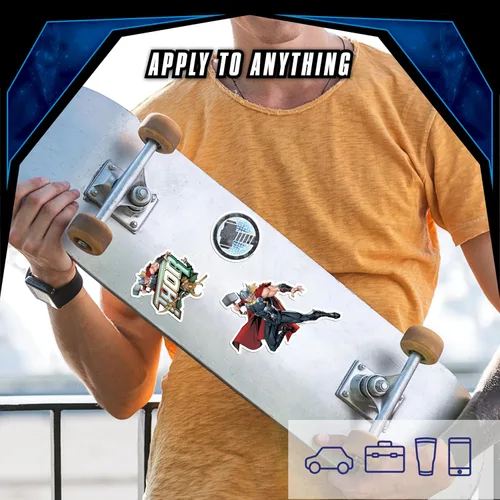 Vista 5 de Marvel Thor - Juego de 3 calcomanías de vinilo para exteriores, para automóvil, laptop, computadora, botella de agua, calcomanías de Marvel