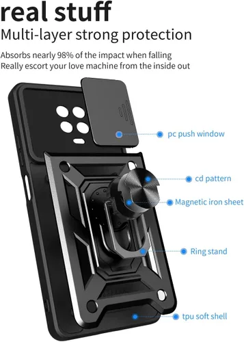 Vista 7 de Ysnzaq Funda resistente a prueba de golpes de grado militar para Nokia G10/G20, protección de lente de ventana deslizante con soporte magnético