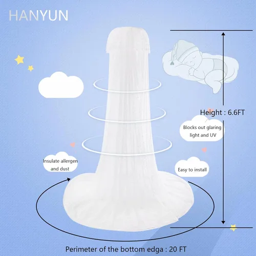 Vista 2 de Toldo para cama de bebé con soporte de clip ajustable, red para cuna de bebé, tienda de campaña, cortina de cúpula colgante, malla transparente