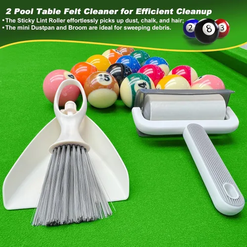 Vista 7 de Kit de accesorios para mesa de billar: juego de 10 piezas con 2 cepillos de mesa de billar, 2 paños de pulido de virola, 2 polacos de taco y paños
