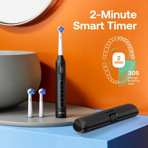 Vista 6 de Bitvae R1 Cepillo de dientes eléctrico giratorio con 8 cabezales de cepillo para adultos y niños, batería de 60 días, 5 modos de cepillo de dientes