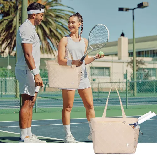 Vista 7 de Bolsa de tenis con compartimento para zapatos - Bolsa extragrande acolchada para pickleball con capacidad para 2-4 raquetas, resistente al agua