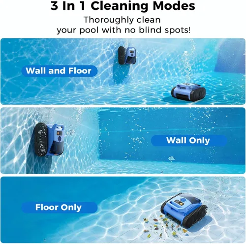Vista 2 de Limpiador robótico inalámbrico para piscinas, aspiradora robótica automática para piscinas enterradas, limpieza de robot de piscina de spa de hasta