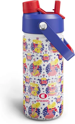 Vista 126 de Botella de agua aislada con popote para niños, botella de agua de acero inoxidable de 12 onzas con boquilla doble, a prueba de fugas, sin BPA, al