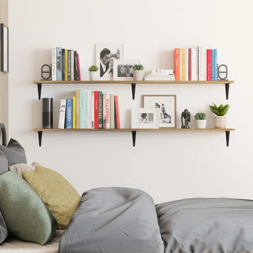 Vista 9 de Wallniture Arras - Estantes flotantes de 60 pulgadas de largo para sala de estar, estantes de pared rústicos, decoración de dormitorio, estante