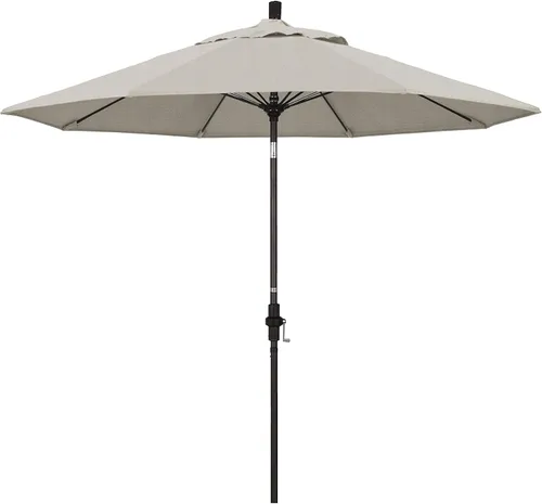 Vista 17 de California Umbrella paraguas de tela Olefin de 9 pies de fibra de vidrio de elevación basculante mercado de aluminio, paraguas con poste de bronce