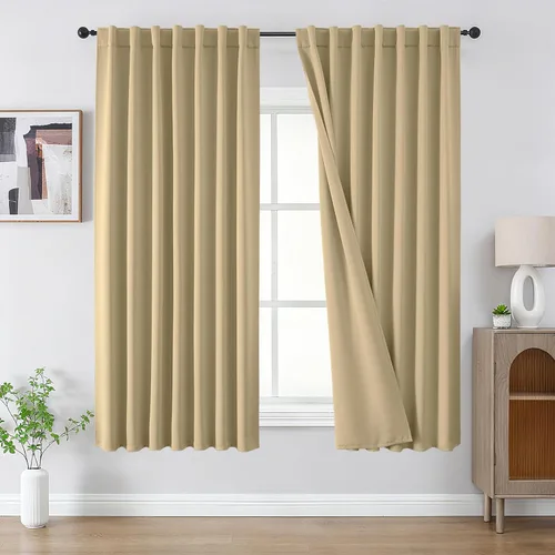 CUCRAF - Juego de 2 paneles de cortinas opacas de 54 pulgadas, cortina con bolsillo para varilla y pestaña trasera, cortinas oscuras con aislamiento