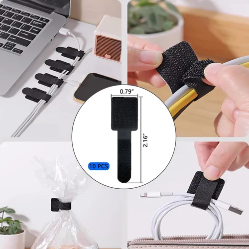 Vista 9 de ELII Kit de organización de cables de 300 piezas, 4 fundas para cables, 35 clips para cables con 11 soportes para cables, 20 rollos de correas