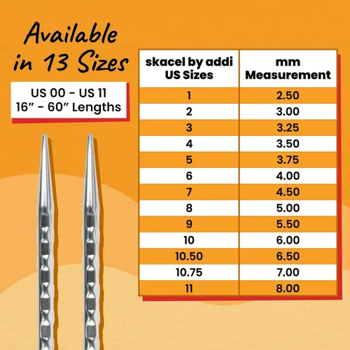 Vista 6 de skacel by addi Agujas circulares para tejer, 60 pulgadas (59.1 in) Rocket 2 (cuadradas), par de agujas de tejer redondas de latón con cordón