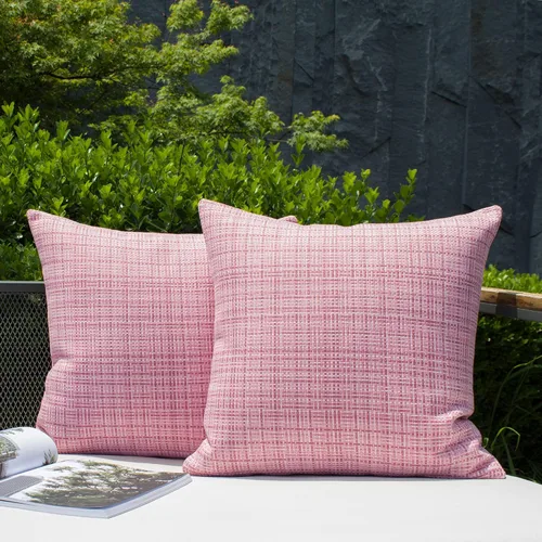 Vista 14 de Kevin Textile - Juego de 2 fundas de almohada decorativas para exteriores, impermeables, para jardín, patio, tienda de campaña, sofá, de 16 x 16