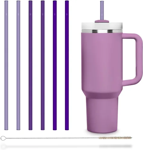 Vista 12 de Halm - Pajitas de vidrio – 6 popotes cortos de 6 pulgadas doblados reutilizables + cepillo de limpieza sin plástico – Apto para lavavajillas