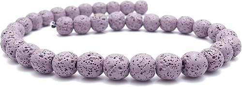 Vista 11 de Cuentas de piedra de lava de colores, cuentas redondas de roca volcánica, cuentas sueltas para collares, pulseras, joyas (marrón, 0.24 pulgadas)
