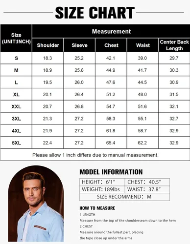 Vista 6 de Coofandy Camisa de vestir, informal, de trabajo, con botones, de manga larga, camisa de jeans, para hombre