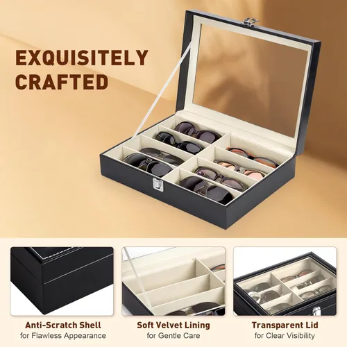 Vista 5 de Caja para anteojos de Co-z, organizador de anteojos, caja de almacenamiento con visualización