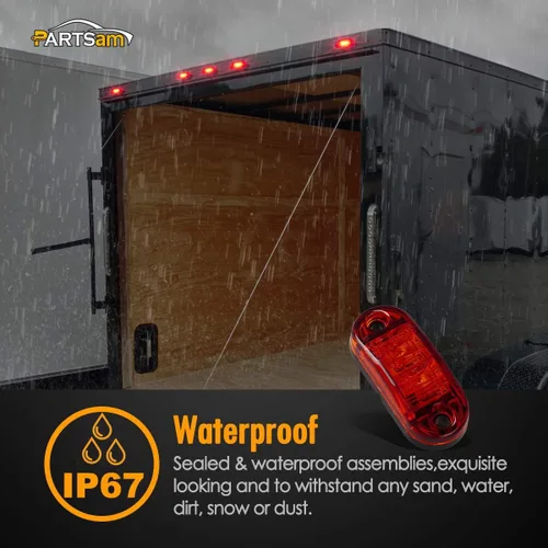 Vista 8 de Partsam Luz LED Ovalada Ámbar Roja de 2.5" con 2 Diodos para Remolque de Camión, Luz de Gálibo Marcadora Lateral 4PCS, Montaje en Superficie, Luces