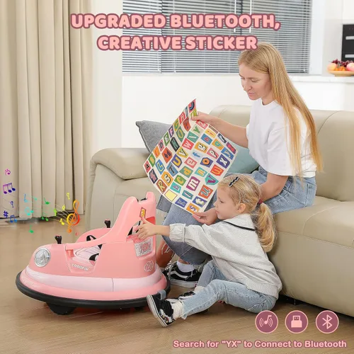 Vista 4 de ELEMARA Coche de choque para niños, 1.9 mph máximo, 12V juguete montable para niños pequeños con control remoto, 2 velocidades, 2 modos de juego